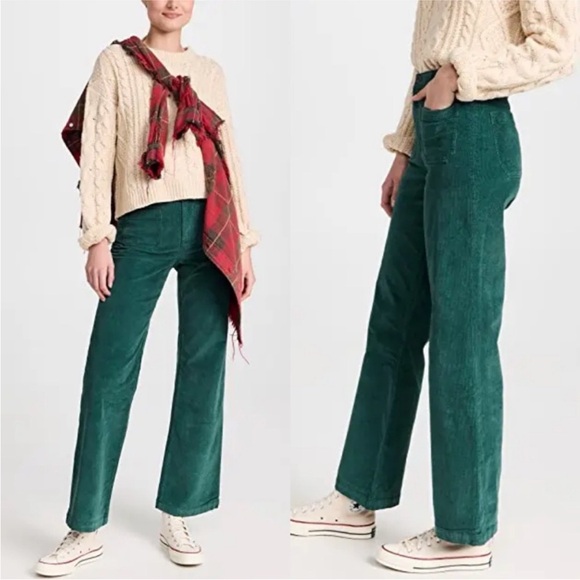Faherty Green Corduroy Boot Cut Pants - Picture 3 of 10